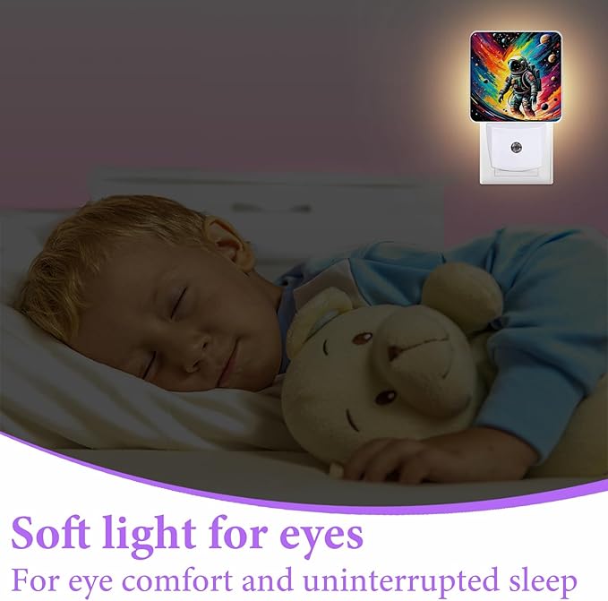 Astronauts Space Night Light,Night Lights Plug into Wall,Led Lamp for Stairway/Hallway/Bedroom 0.5W Nightlight Sleep Friendly
