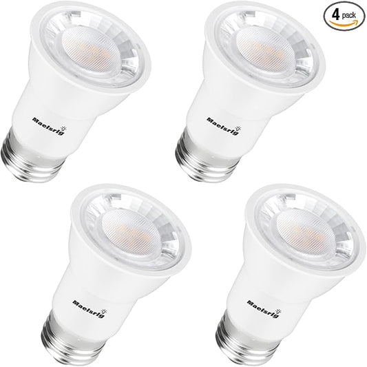 PAR16 LED Long Neck Recessed Spotlight Bulb, 6W(60W-75W Equivalent) Dimmable, 600 Lumens, 40° Beam Angle, Track Light Bulbs Warm White 3000K, E26 Medium Base, Pack of 4