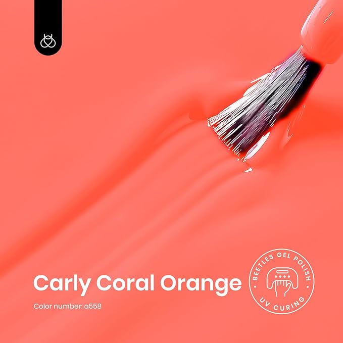 Beetles Coral Orange Gel Polish - Carly Coral Peach Orange Color Spring Nails Soak Off UV LED Nail Lamp Gel Polish 15 ml Nail Art DIY Manicure Gift for Women Girls