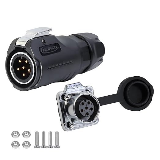CNLINKO LP-12 6 Pin Connector IP68 Waterproof Circular Electrical Plug for Outdoor Equipment Solar Industrial Machinery DC 12V Flange Mount Metal-Reinforced Kit (6-Pin)