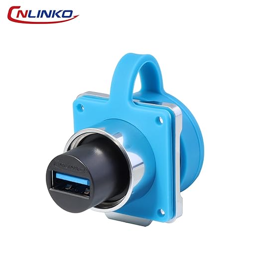 CNLINKO DH-24 USB 3.0 Connectors, Male Plug with 20 Inches Cable, Type A Female Metal Socket, Panel Mount Receptacles Socket, IP68 Waterproof Connector, M24 Signal Connectors (USB 3.0 Set)