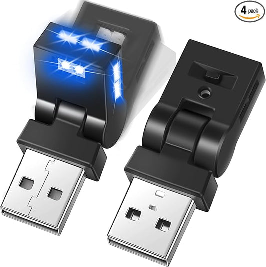 Frienda 4 Pcs Mini USB LED Light Car LED Interior Lighting 5v RGB Portable Ambient Lighting Adjustable 8 Color and Brightness Smart USB Night Lamp for Cars Laptop Keyboard Atmosphere, Type A
