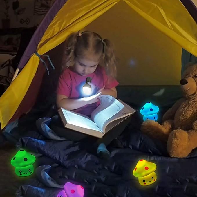 TornadoZ LED Light Up Color Changing Mushroom Toy (8 Pcs) | Multi-Color Flashing LED Night Light Lamp | Cute & Fun Creative Kids Toy | Home, Birthday & Party Decoration Gift Set