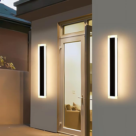 Mikeru Upgraded Widened 2pack 23.6inch Long LED Wall Light, 10%-100% Dimmable Outdoor Wall Lights Exterior Front Porch Light 3000-6000k Outdoor Light Fixtures Wall Mount for Basement, Garage