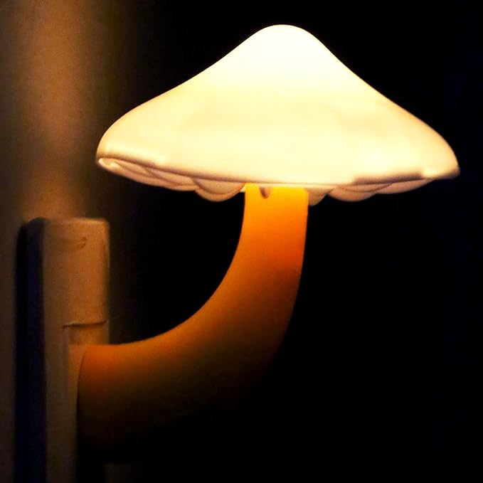 SATONA Mushroom Night Light, Night Light Plug in Wall Lamps for Bedroom with Auto Light Sensor, for Kids Room, Bathroom, Bedroom, Kitchen, Hallway and Stairs