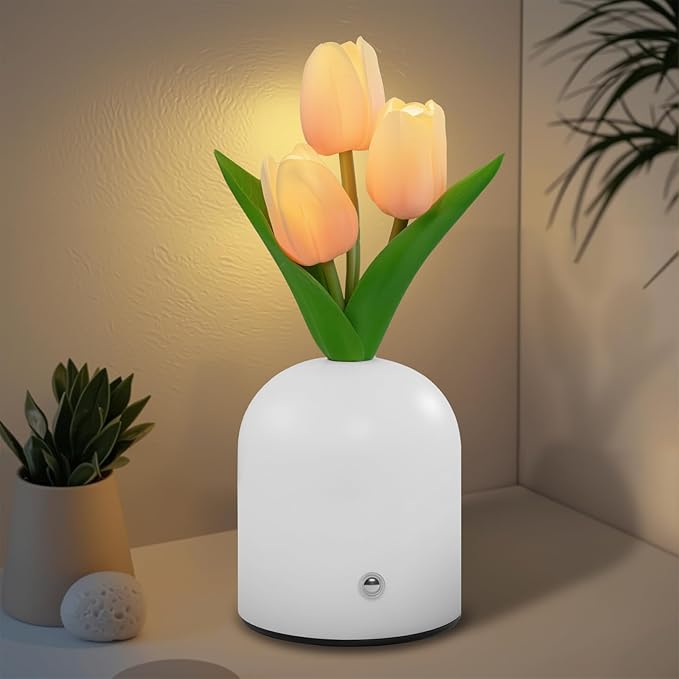 Birthday Gifts for Women/Mom Table Lamp, 3 Color Crystal Flower Bedside Lamps Infinitely Dimming with USB Charge Small Night Light,Nightstand Touch Lamp for Bedroom (S-Pink)