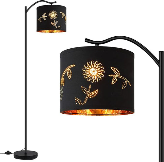 BoostArea Flower Shade Floor Lamp for Living Room,8W LED Arched,Tall Modern Standing Lamp,E26 Socket,Footswitch,Mid Century Floor Lamp for Home,Bedrooms,Office,Study Room