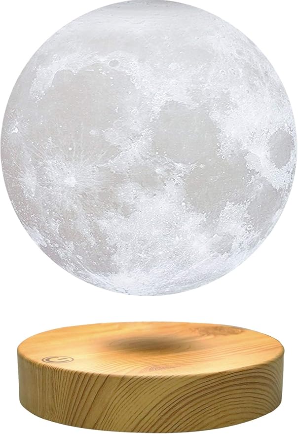 VGAzer Levitating Moon Lamp,Magnetic Levitation Moon Light,Floating 3D Printing LED with 3 Colors Modes for Christmas Birthday Gifts
