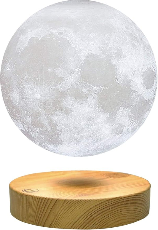 VGAzer Levitating Moon Lamp,Magnetic Levitation Moon Light,Floating 3D Printing LED with 3 Colors Modes for Christmas Birthday Gifts
