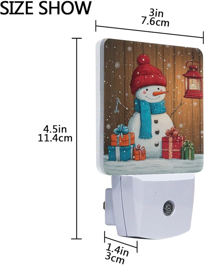 Christmas Snowman Night Light 2 Pack Dusk to Dawn Sensor Led Lamp for Women Men Night Lights Plug into Wall Decor for Bedroom Kitchen Bathroom Corridor, 0.5W
