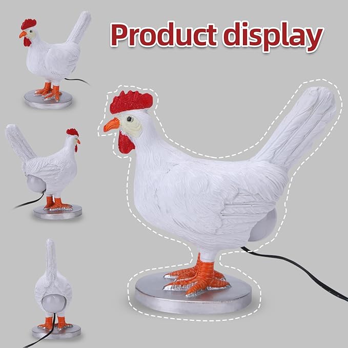 Chicken Egg LED Night Light, Lifelike Resin Chicken Table Lamp with USB, Warm Light Easter Christmas Birthday Gift