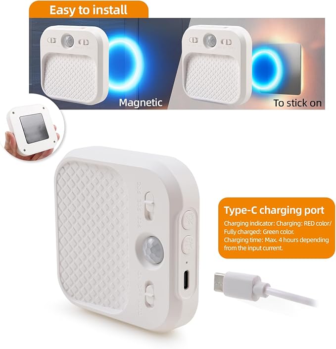 Led Night Light with Motion Detector 6 Pack, Cabinet Light Dimmable with Timer Function, Staircase Lighting 3 Color Temperature 3000/4500/6000K, Hallway Light Rechargeable 600mAh for Children's Room