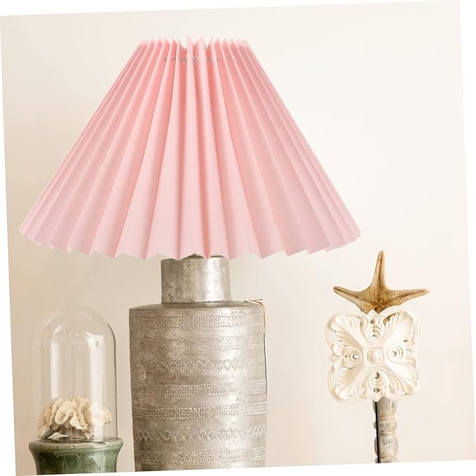 Pleated Pink Lampshade Cover for Table Lamp Decorative Light Accessory Replacement Shade for Bedside Lamps Easy to Install 12-inch Diameter