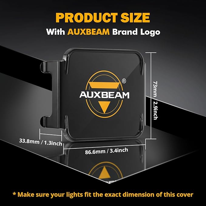 Auxbeam FA Series Black Protective Light Covers, 3 Inch Off-Road LED Pod Light Lens Cap, Dust Impact Shield & Street Compliant, Polycarbonate Plastic, Snap-on Design, 2 Packs