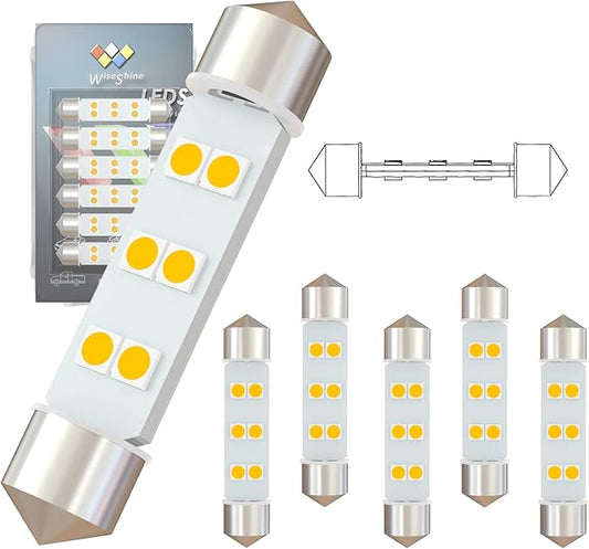 360 deg DC 12V 44mm Festoon LED Bulb 578 LED Car Bulb Warm White 211-2 212-2 for Camper RV Automotive Interior Dome Reading Map Cargo Lights (Pack 6)
