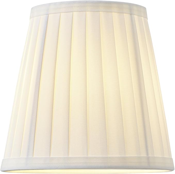 5 Pack White Silk Pleated Chandelier Shades, 4" Top x 6" Bottom x 6" High, 4x6x6 Inch Clip On E12 Bulb, Pendant Light Wall Sconce Lamp Shade, Silk-Pleat Handmade Barrel Lampshades Covers(Large Size)