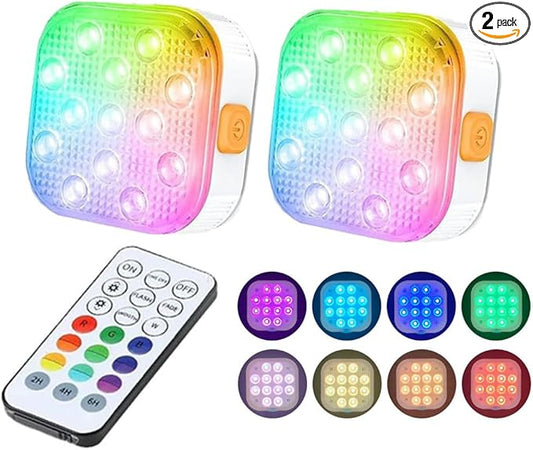 Pool Lights Upgraded Rechargeable Submersible Swimming Pool LED Lights with Remote IP68 Waterproof 16 Colors Hot Tub Underwater Pool Lights for Above Ground Inground Pool, Bath, Party, Park (2)