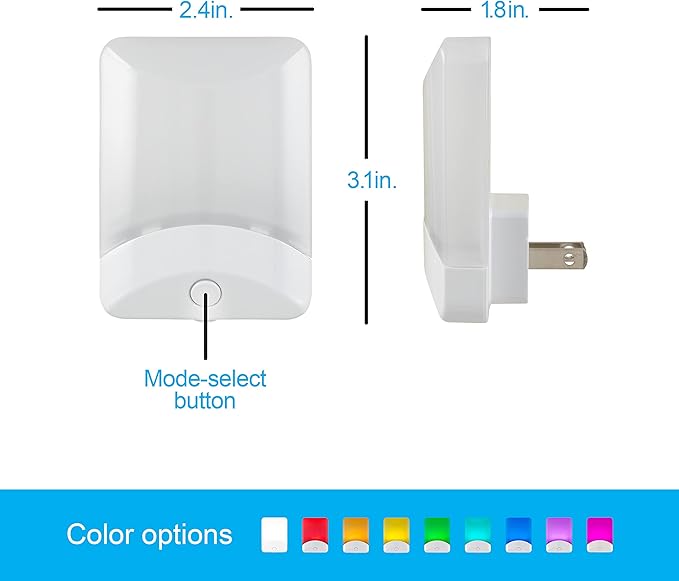 GE Color Changing LED Night Light for Kids, Dusk to Dawn Sensor, Home Decor Apartment Essentials, Wall Lights for Bedroom, Ambient Lighting, Nightlights Plug in, 1 Pack, 34693