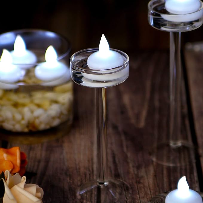 IMAGE Floating Candles, Flameless Floating LED Tea Lights 12 Pack Waterproof Tealight Candles for Wedding Party Spa Home Indoor Outdoor Decor-Cool White