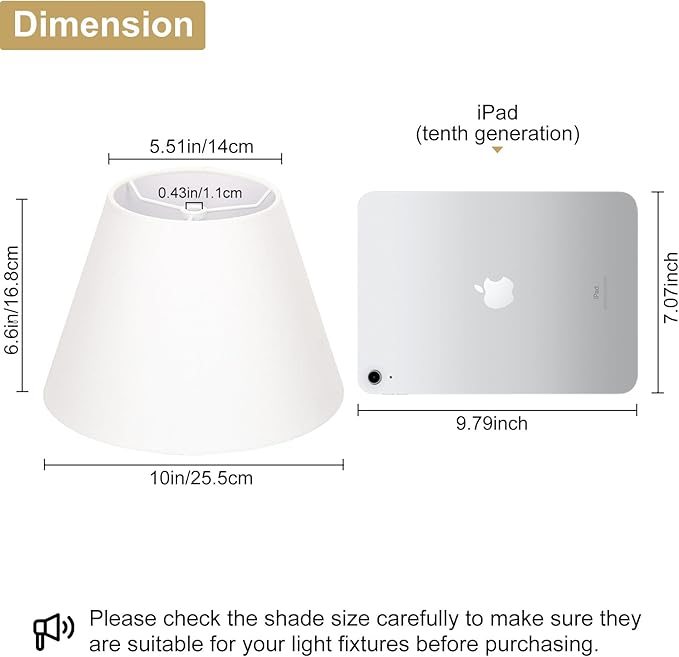 Small Lamp Shades Set of 2, 5.5" Top x 10" Bottom x 6.6" High, Small White Lamp Shades for Table Lamps, Fabric Lampshade Replacement for Bedside Lamp, Wall Sconces, Spider, Clip on Adapters Included