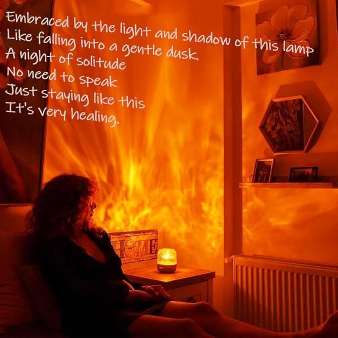 Night Light & Bluetooth Noise Machine, Ocean Wave Projector Light Bluetooth with Lampshade & Remote Control,16 Color Dimming, (Walnut-Colored Base)