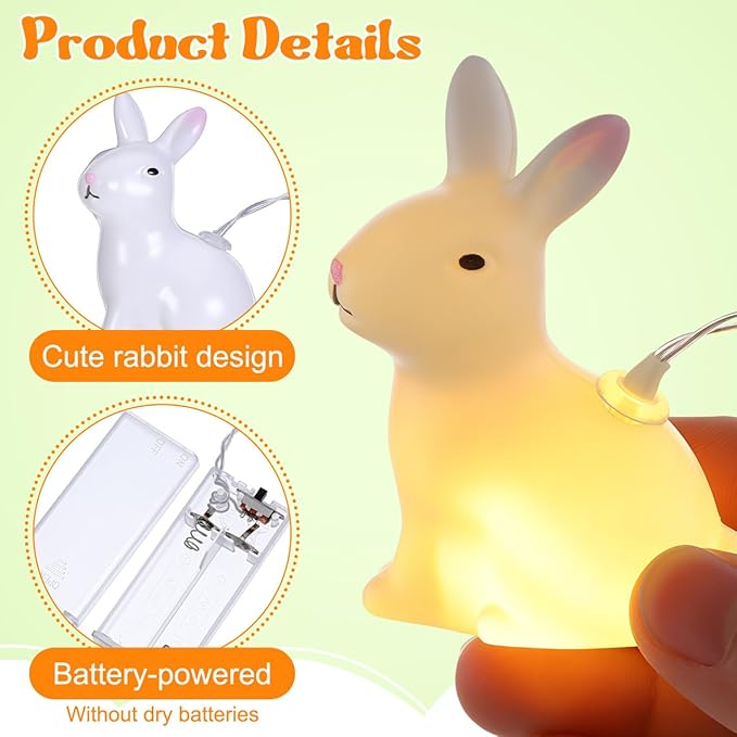 Ciieeo 1set Cartoon String Lights Lovely Rabbit Decoration Lighting Led Decorative Lamps for Easter Warm Lights for Ktv Bar and Mall Celebrations