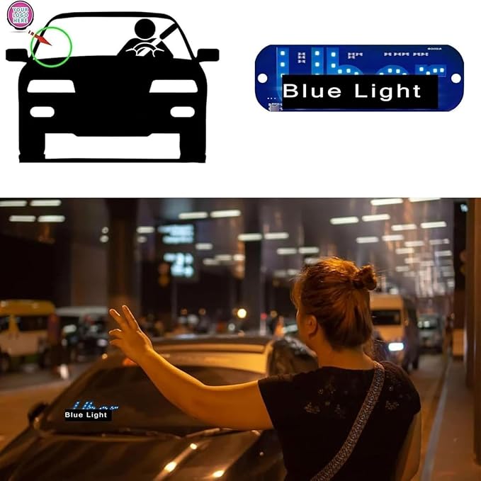 Car Window Light Up Signled Light Sign for Car,USB LED Light Signal for Drivers,Glow Sign for Vehicle Dash,Applicable to All 5v Cars, Such As Cars, Trucks, Suvs, Rvs and Other Models (Blue)