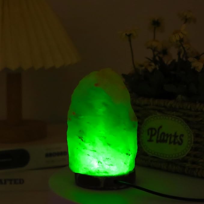 7-Color Himalayan Salt lamp，Wooden Base，Room Decor, Home Decor, Relaxation, Ambiance,Christmas、Birthday Gift for Kids