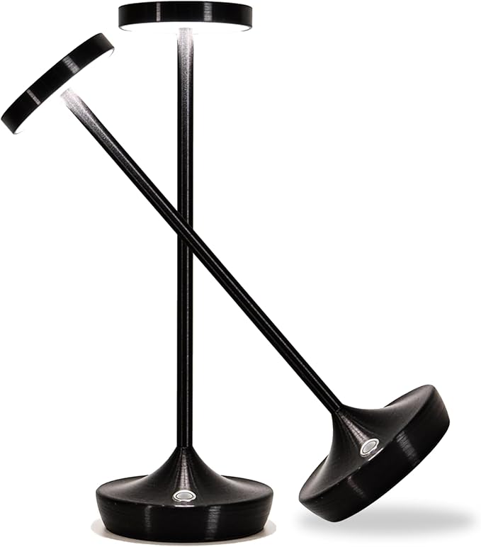 Cordless Table Lamp Rechargeable - 6000mAh LED Battery Operated Table Light - Portable Touch Dimmable Outdoor Waterproof Table Lamps for Patio Restaurant Dining (2 Black)