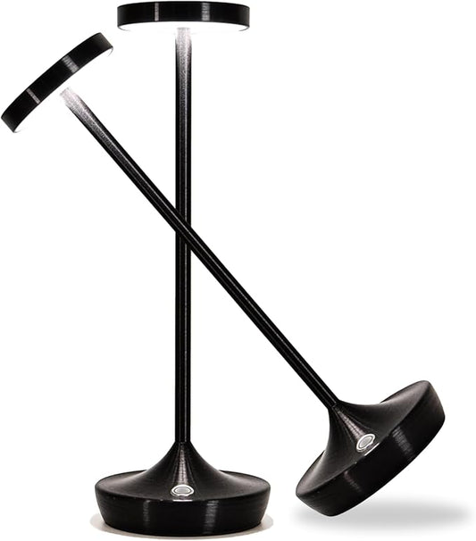 Cordless Table Lamp Rechargeable - 6000mAh LED Battery Operated Table Light - Portable Touch Dimmable Outdoor Waterproof Table Lamps for Patio Restaurant Dining (2 Black)