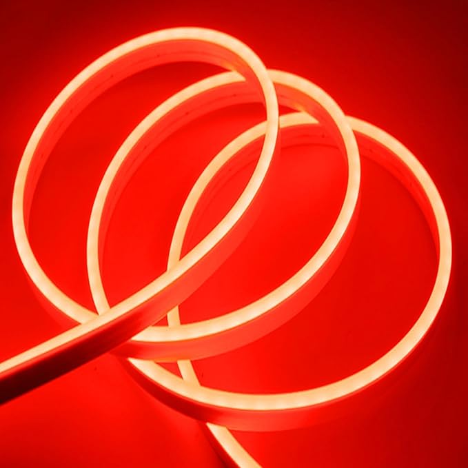 LED Neon Strip Lights, 16ft AC 110V-130V Super Bright Rope Light Sign String 10000LM Waterproof IP68 for Outdoor Indoor Commercial Lighting Decor(Red)