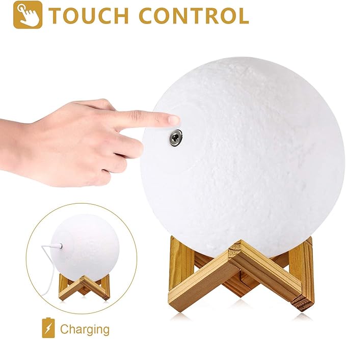 Moon Lamp, 16 Colors 3D Printed Moon Lights Kids Night Light with Stand, Time Setting, Remote & Touch Control, USB Rechargeable, Birthday Gifts for Boys Girls Friends Lover
