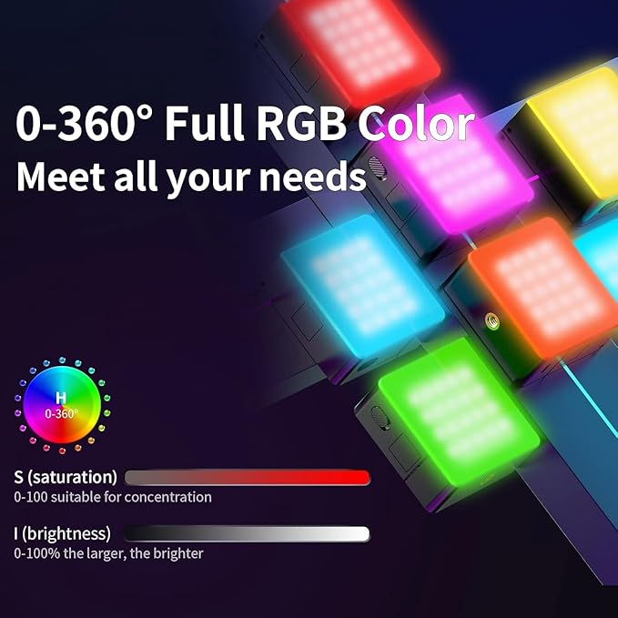 ULANZI VL49 Pro RGB Video Light, Mini Rechargeable LED Camera 360° Full Color Portable,2500-9000K Dimmable LED Panel Lamp w LCD Display,Photography Lighting Support Magnetic Attraction