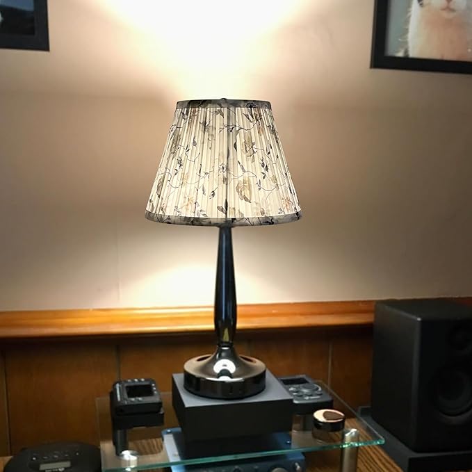 TOOTO STAR Floral Print Small Lampshade, 6x10x7.5inch Pleated lamp shade for table & bedside lamps, Floor Lamps and Pendant Lamps (Spider Fitter), Handmade of Lampshade