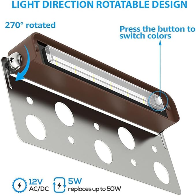 7 Inch LED Retaining Wall Lights 4-Pack, 5W Hardscape Step Lights, 5CCT 2200K-5000K Tunable White, 12-24V Low Voltage Outdoor Paver Lights, ETL Listed Brown Landscape Lights for Stairs, Deck