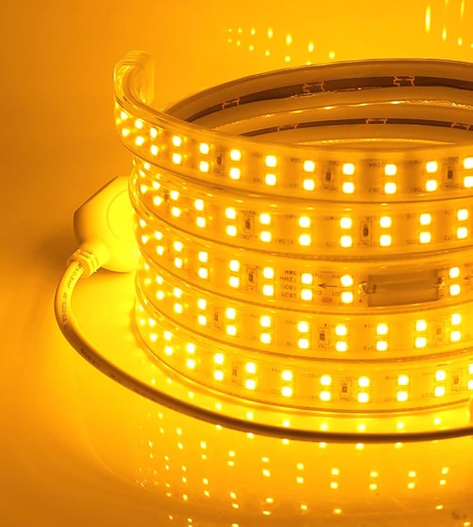 SUYOOULIN LED Strip Lights, High Voltage AC110V-130V 23ft/7m Super Bright 28000LM Waterpoof IP68 2835 180 LEDs/m LED Light Strips for Home Garden Outdoor Decoration(Golden)