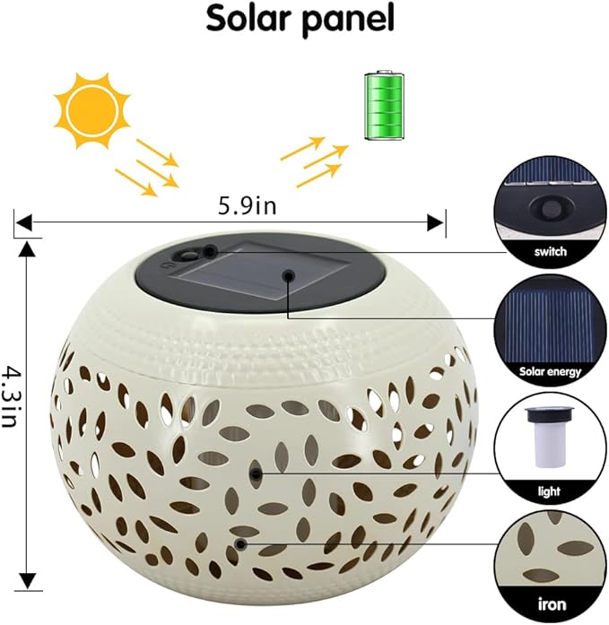Solar Table Lantern Outdoor Waterproof- Dancing Flickering Flame Solar Powered LED Light,White Metal Desktop Decorative Lamp for Gifts for Women Mom,Desk Patio Garden Yard