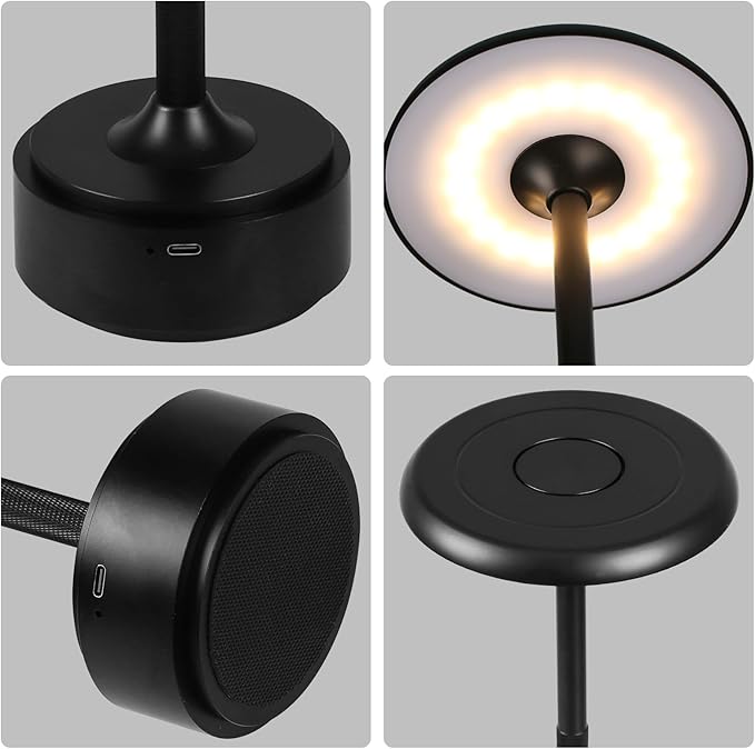5200mAh Rechargeable Cordless LED Table Lamps Touch Sensor Light, 3-Levels Portable Dimming Wireless Battery Operated Lamp,Night Light/Restaurant Table/Outdoor/Coffee/Bar (Black Set of 2)