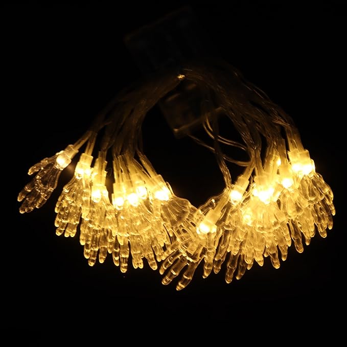Halloween String Lights 10Ft 20 LEDs Battery Operated Outdoor Decorations Ghost Hand Lights for Halloween Party Decor