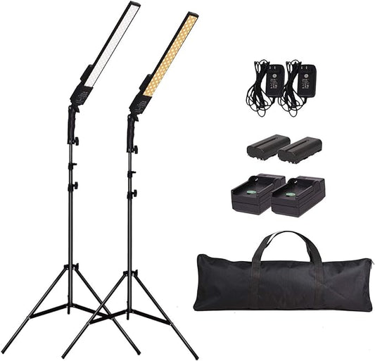 LED Video Light Battery Powered Photography Light Portable Handheld Wand,Dimmable 2800-5500K Photo Studio Light Kit with NP-550 Li-ion Battery and Stand for Portrait, YouTube,Outdoor Video