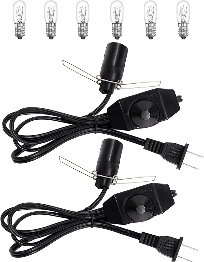 Himalayan Salt Lamp Cord, with Dimmer Switch,Christmas Bulb, Cord with Dimmer Control and Base Assembly,6 Feet,2-Pack for Himalayan Salt Lampsand with 6 Free 15Watts Bulbs for Salt Lamp