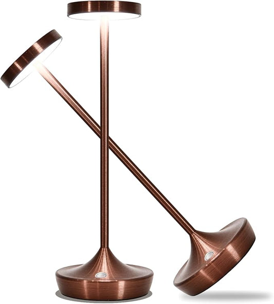 Cordless Table Lamp Rechargeable - 6000mAh LED Battery Operated Table Light - Portable Touch Dimmable Outdoor Waterproof Table Lamps for Patio Bar Restaurant Dining (2 Brown)