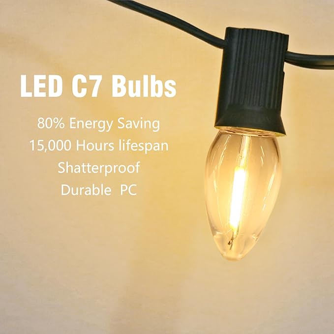 Night Light Bulb – C7 E12 LED Bulbs – Candelabra, 0.6 Watt Equivalent 7W Incandescent Bulb, Warm White 2700K, Window Candles & Chandeliers Replacement Bulb, 12 Pack
