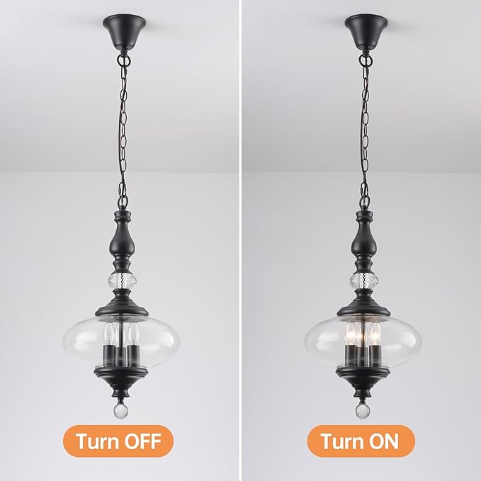 Modern Kitchen Island Pendant Light Matte Black Glass Pendant Light for Kitchens, Dining Rooms Stairs W 11.8 in. H 23.6 in.
