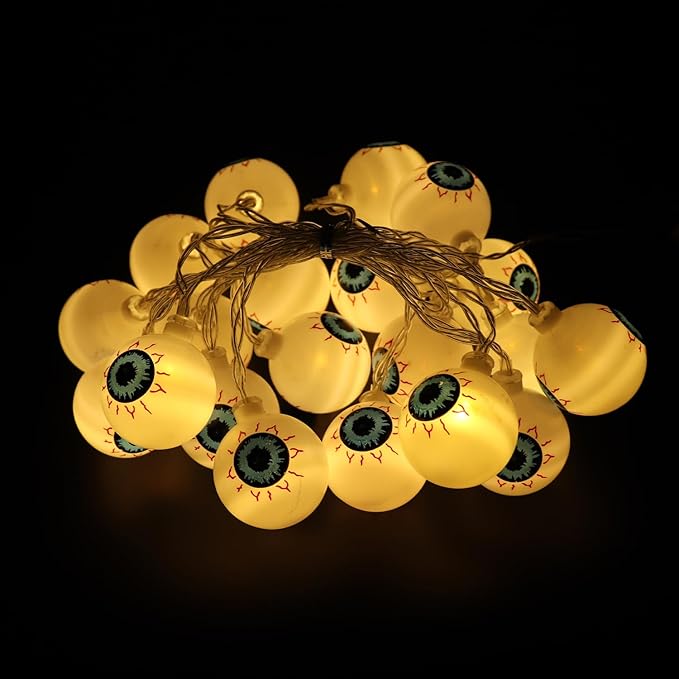 Halloween String Lights 10Ft 20 LEDs Battery Operated Outdoor Decorations Eyeball Lights for Halloween Party Decor