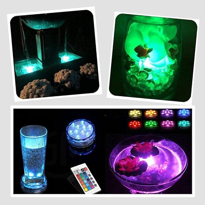 Submersible LED Lights with Remote Control, 16 Colors Changing Waterproof LED Tea Lights, Pool lamp Battery Operated Underwater Pond Light for Aquarium Garden Wedding Party
