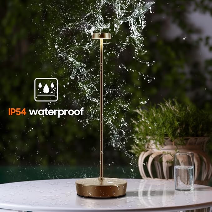 2Pack Cordless LED Table Lamp，Rechargeable Battery Operated Table Light, 3 Color Stepless Dimmable Table Lamp, Portable Table Light for Outdoor/Restaurants/Patio