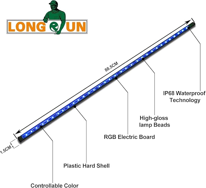 Longrun LED Fountain Light,Waterfall LED Light Strip,Remote and APP Control Waterproof Aluminum LED Lights for Pool Water fall Fountain,Pond Waterfall Spillway Landscape Lighting Decoration(34.85Inch)
