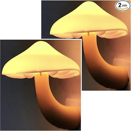 AUSAYE 2 Pack LED Mushroom Night Light Plug into Wall NightLight,Dusk to Dawn Sensor Wall Lamp Energy Saving Night Lights for Kids Adults Room Bedroom Bathroom Stairs Hallway Kitchen Warm White