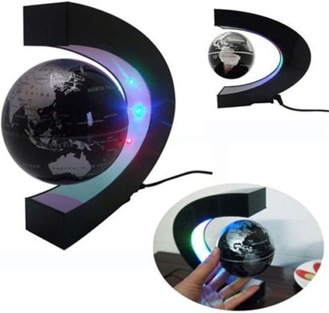 Magnetic Levitation Floating Globe 3 inch with LED Lights C Shape World Map for Desk Decoration